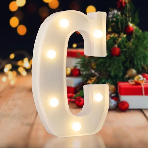 Sign letter C, warm white, 26 letters, 10 numbers, heart and & symbol; for birthday, party, Christmas, home, bar, wedding decoration; DIY word combinations; wall & tabletop display; battery operated.