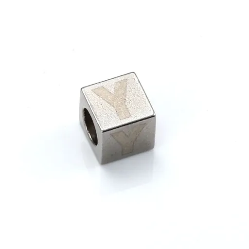 26pcs 8mm Cube Bead with Letter A-Z Spacer Beads Stainless Steel European Beads 5mm Large Hole Metal Stopper Beads