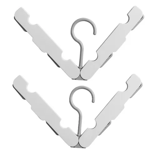 2 Pack Foldable Clothes Drying Hangers with Hanging Hooks for Travel, Camping, Hotels and Small Spaces, Greyish White,31*5.4*1.5cm