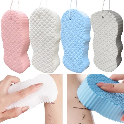 2 Pcs Exfoliating Bath Sponge, Soft Spa Scrub Sponges for Shower, Dead Skin Remover for Body for Adult Baby White