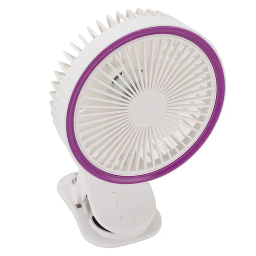 Fan with Clamp Quiet 360 Degree Rotation Rechargeable USB Portable Fan for Desk Bedside White