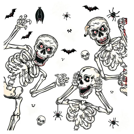 Halloween Window Clings,Skeletons Skull Window Stickers,Halloween Decorations Glass Stickers Wall Decals for Home Party Decoration
