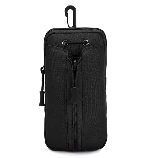 Black Multi-Functional Outdoor Water Bottle & Phone Pouch – Tactical Zippered Waist Pack for Travel, Hiking, and Daily Use