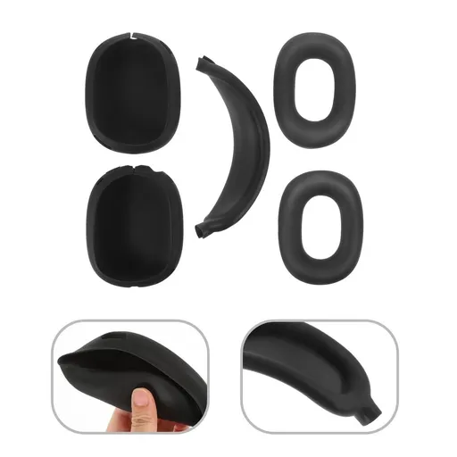 Headphone Accessories TPU Protective Cushion Case Black Ear Pads 1 Set
