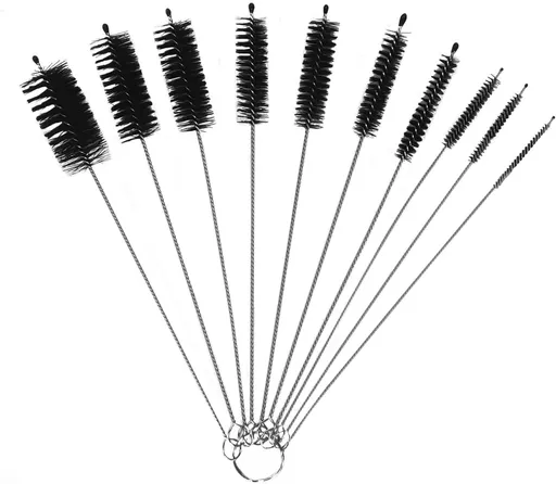 Straw Cleaner Brush Set, Shower Head Cleaner Tool, Nylon Pipe Tube Cleaner 8-inch 10 Different Diameters Set for Tumbler, Water Bottle, Sippy Cup, Sinks and Hummingbird Feeders