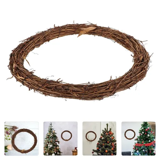 1Pcs Light Brown Oval Vine Wreath Frame for Diy Enthusiasts and Home Decor 12.6x11x1.2in