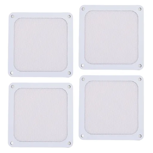 4PCS PC Fan Dust Filter Magnetic Frame 120mm PVC Computer Cooler Fan Dust Filter Mesh Grills for Chicken Coop Vent Fan White