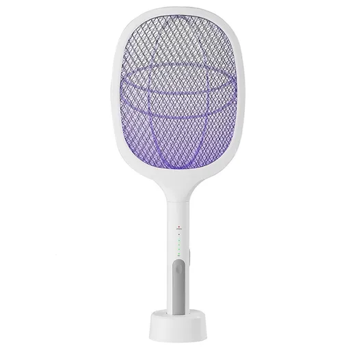 Electric Mosquito Swatter 5V 1A Rechargeable Efficient 2 in 1 Electric Mosquito Bat with LED Light for Home White