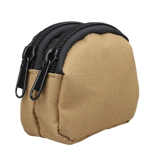 2 pack Outdoor Pouch Admin Pouch mini Pouches,Double Zipper Pocket Organizer can be Worn on The Belt（khaki）