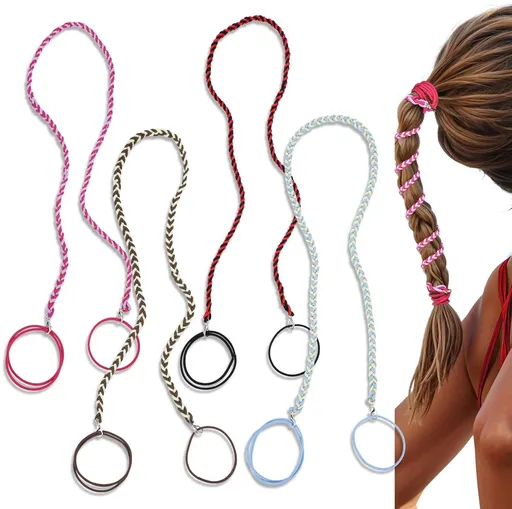 4 pieces - Hair elastics - Hair bands - Elastic hair bands - braided hair bands for women - long ponytail holders - colorful ponytail wrap - hair accessories - for swimming, surfing, sailing - 64 cm - 4 colors