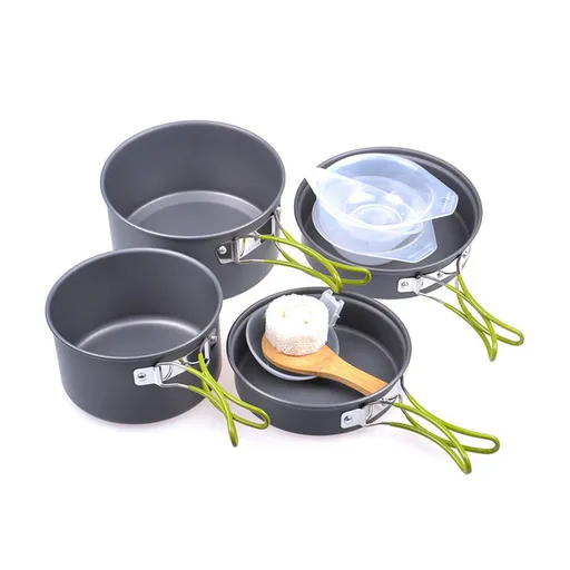 Cooking Utensils , Outdoor Camping Set Pot Cookware Picnic Pot Set Portable Alumina Heat Shielded Set Pot for 2 to 3 People As shown