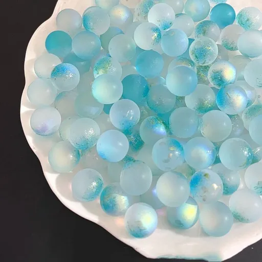 100Pcs Charming Glass Marbles Bulk, Marble Run Games, Vase Fillers, for Gifts and Crafts (0.39in/10mm, Blue)