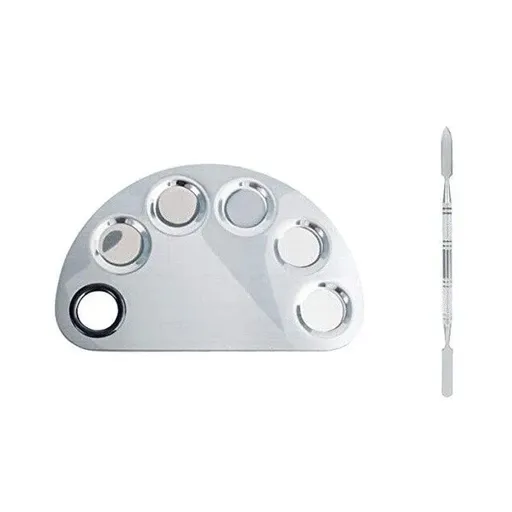 Stainless Steel Cosmetic Face Makeup Palette Spatula Foundation Mixing Tool - Semicircle