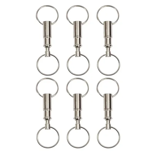 6Pcs Quick Release Keychain Silver Iron Detachable Key Ring for Men