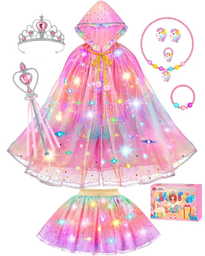 Girls Princess Role Play Set for Birthday Parties, Tea Time, Dress-Up Games & Performances (Pink)