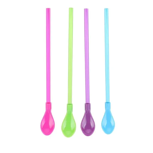 Creative Plastic Straw Spoon for Drinking with Removable Design Multifunctional Stirrer Assorted Pieces