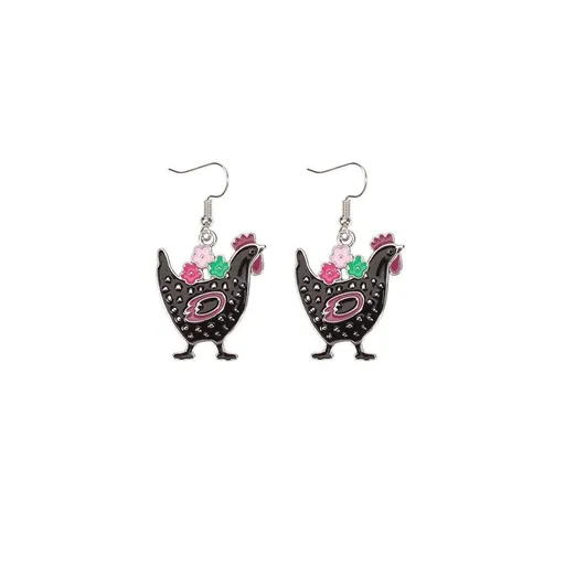 Cute Cartoon Earrings Funny Jewelry Gift for Girls Perfect for Birthdays Parties - Black rooster