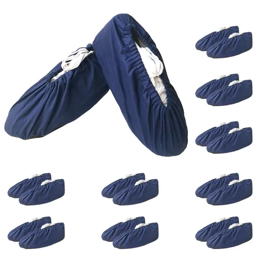 10 pc Shoe & Boot Covers, Durable Cotton Breathable Reusable Shoe Covers, Non Slip Washable Foot & Shoe Booties