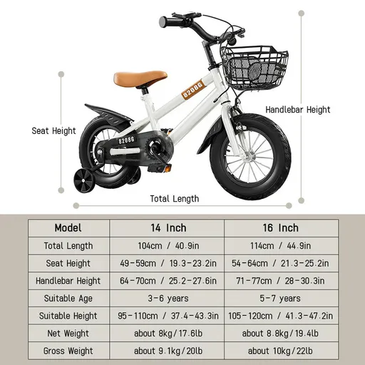 Kids Bike for Girls 3-7 Years with Basket