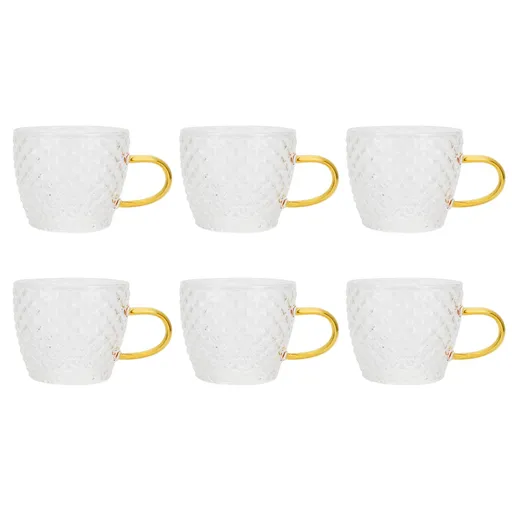 6Pcs Heat Resistant Glass Cup Tea Cup with Handle Tea Set Accessories for Home Tea House