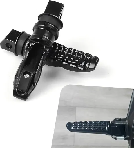 2 PCS Motorcycle Footpegs, Anti-slip Support Rear Foot Pedal with Grooves Texture, Rustproof Anti-bending Passenger Foot Rest Kit, Universal Modified Accessory for Most Motorcycles (Black)