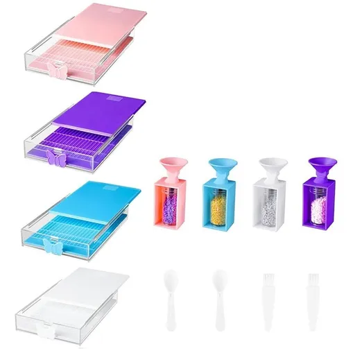 12-Pack Trabricks Stackable Diamond Art Trays with Lids, Diamond-Painting Art Kits for Adult for DIY Art Craft E