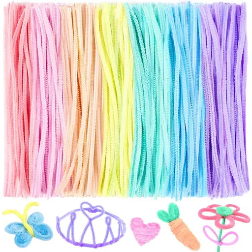 300Pcs Pipe Cleaners Chenille Stem,Pipe Cleaner Crafts,Craft Supplies Bulk for DIY Arts Crafts Project,7 Colors (Macaron)