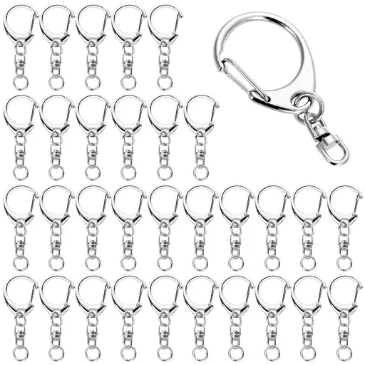50 pcs Lobster Clasp Key, Keychain Clip, Swivel Clasps Lanyard Snap Hook, DIY Crafts Key Chain, Lobster Claw Clasp (Silver)