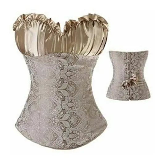House Of Dasein Over Bust Corset Sexy Lingerie Bdsm Fetish - Gold And White - S