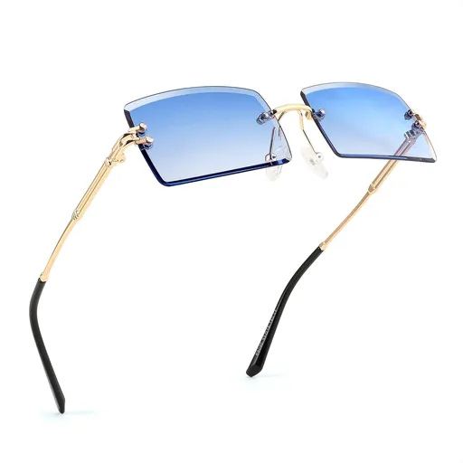 Vintage Rimless Sunglasses Rectangle Frameless Candy Color Glasses Women Men Retro Rimless Rectangle Sunglasses for Women