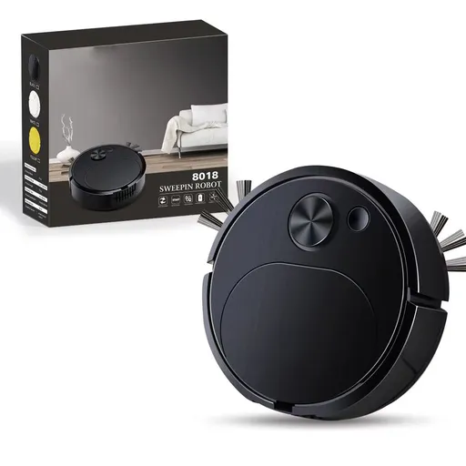 Automatic Vacuum Cleaner Low Noise Rechargeable 3 in 1 Intelligent Sweeping Robot for Hair Dust Stain Black
