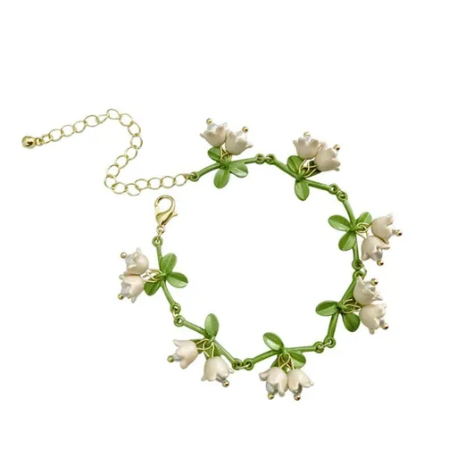 Rose Flower Jewelry Red White Rose Bluebell Flower Long Necklaces Flower Dangle Earrings Rose Bluebell Bracelet Jewelry