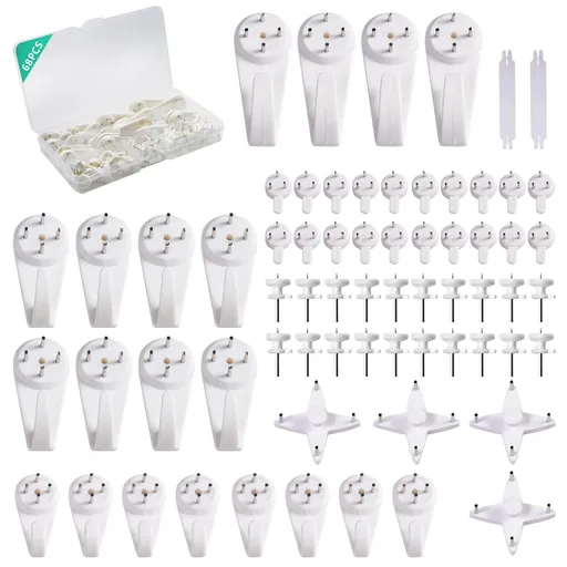 Picture Hanging Kit，Picture Hanger No Damage Wall Hangers for Picture Frame，68pcs Invisible Wall Nails for Concrete Wall (Mix)