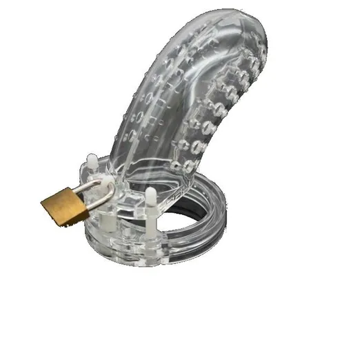 House Of Dasein Plastic Male Chastity Device Breathable Locking Cock Cage Penis Ring Men - Clear
