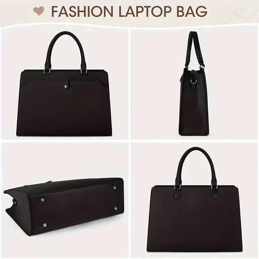 15.6-inch Laptop Tote Bag Large Capacity Faux Leather Waterproof Business Office Computer Bag Ladies Travel Handbag Shoulder Bag