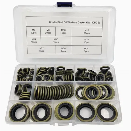 130Pcs Self-Centered Bonded Seal Oil Washers Gasket Assortment Kit for Plumbing, Automotive, Mechanical(M6-M24)