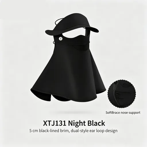 Extra Long Neck Version Night Black Gift Box One Size | Full Coverage Sun Protection Mask | Christmas Luxury Gift Set | Extra Long Neck UV Shield Ice Silk Face Cover