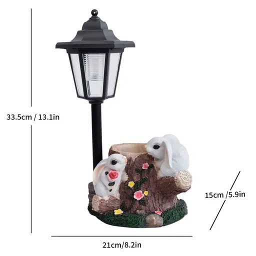 Resin Hummingbird Solar Lamp Outdoor Garden Sculpture Couple Hummingbird - Multi-color - Size 12