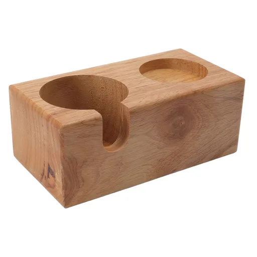 Wooden Coffee Protafilter Stand Holder Coffee Tamper Holder Stand Tamping Station Burlywood