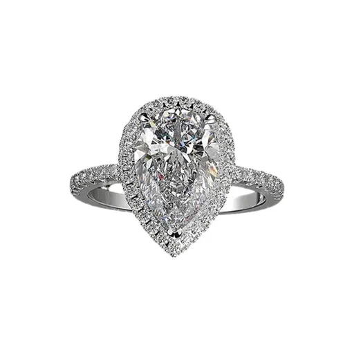 Sparkling Pear Shaped Zircon Cluster Ring Pear Shape Engagement Women Gift - 5