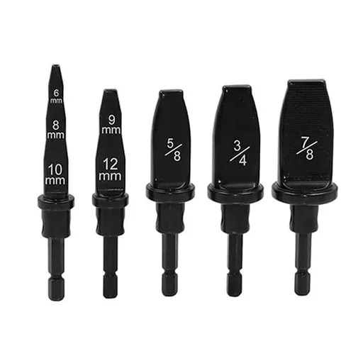 Tool Drill Bits, 5pcs Manual Copper Pipe Tool Drill Bit Set Portable Bearing Steel ，7/8'', 3/4'', 5/8'', 9-12mm, 6-10mm Bits
