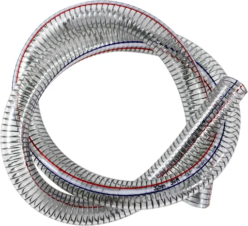 1"ID x 1-1/4"OD Steel Wire Suction Vinyl PVC Flexible Tubing, High Pressure Heavy Duty UV Chemical Resistant Clear Thick Suction Tube Hose, 3.3 FT