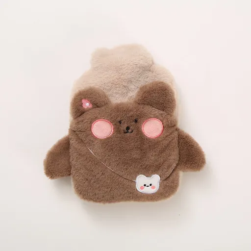 Cartoon Hot Water Bottle with Cute Plush Cover Water Injection Hot Water Bag Anti-scalding Portable Hand Warmer Gift for Girls