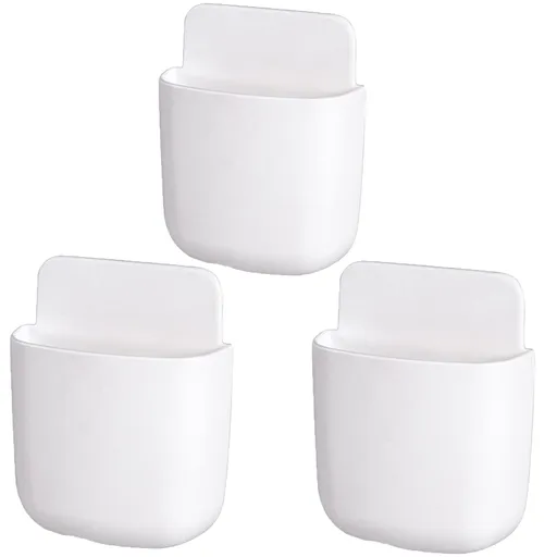 3 Pcs Remote Control Holder, Wall Mount Pen Holder Hole-Free Self Adhesive Phone Charging Organizer Pencil Storage