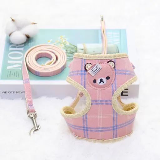 Zichen Dog Leash Chest Strap with Snack Bag Pink 2-piece set 1.0（S）