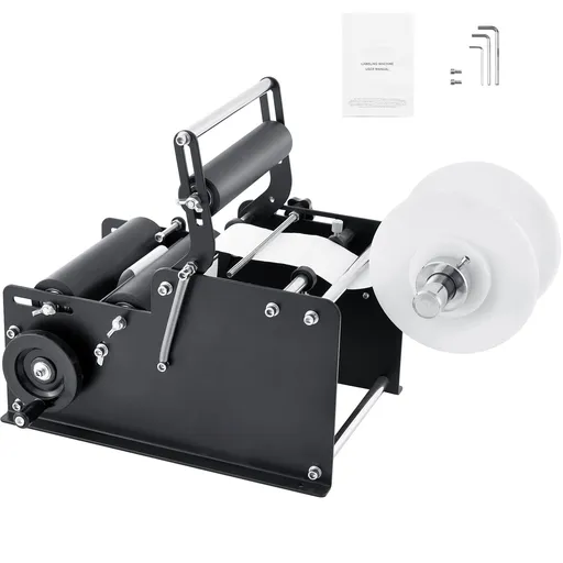 Manual Round Labeling Machine, 15-20pcs/min, Bottle Label Applicator for Round Bottles, Adjustable Manual Round Bottle Labeler Suitable for Round Bottle Diameter 20-120 mm (with Pressing Bar)