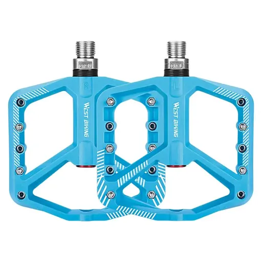 1 pair of wide pedals with non-slip surface and repair function, blue