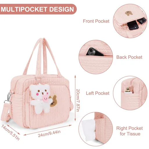 Baby Diaper Bag Tote, Mommy Bag Cute Baby Nappy Bag Crossbody Travel Diaper Tote Multifunction Baby Storage Bag