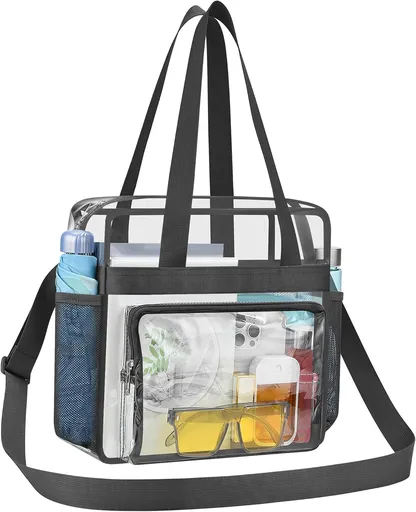 Clear Bag for Stadium Events, 12x6x12 Transparent Stadium Messenger Bag for Concerts, Work, Sports Games, Gym