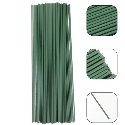 100pcs Green Floral Wire Stems for Artificial Flower Arrangements, Flexible and Bendable Craft Supplies